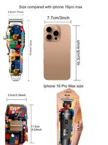 3件Kemei品牌理髮器和剃鬚刀1套塗鴉設計專業電動理髮器KM-MAX2092/KM-MAX-5090/KM-1102H電動剃鬚刀組合，適用於理髮店沙龍或家庭每日使用理髮機0mm間隙雕刻頭理髮器剃刀