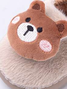1 Paio di pantofole da interno per bambini, design carino a forma di orso, calde e antiscivolo, adatte per bambini, bambini piccoli, autunno/inverno