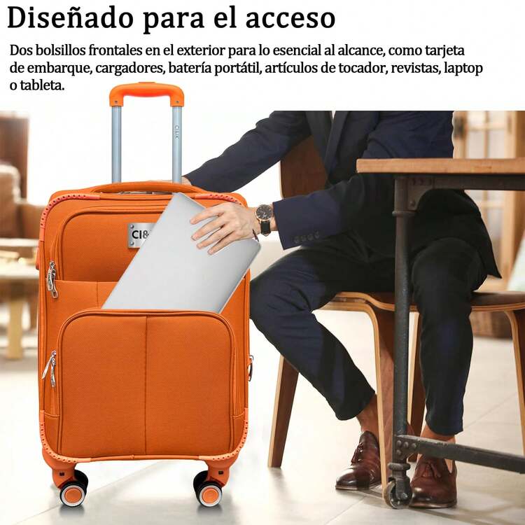 Juego 2 Maletas De Viaje 20 Y 18 Inch Rigidas Ruedas Candado - Naranja - Añade 8
