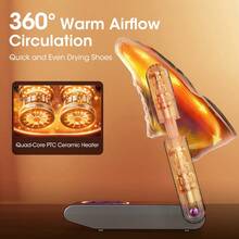 Hailicare Essiccatore per scarpe con 4 elementi riscaldanti PTC, temperatura costante a 48°C, 4 timer, sterilizzazione UV, pieghevole e telescopico