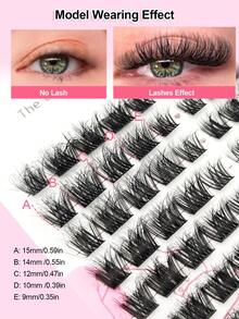 Rikuaild 100pcs D-Curl Fluffy Cluster False Eyelashes, 3D Thick & Dense Lash Clusters, 9-15mm Individual Soft Fan-Shaped Natural Look False Lashes, DIY Eyelash Extension, Lash Clusters, Individual Fake Lashes - D - View 4