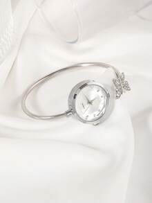 全新时尚女士蝴蝶手链表钻石切割玻璃水钻表盘石英表手链表礼物 - 均碼 - 查看 6