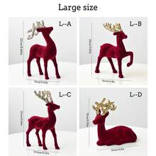 1/4 Stücke Weihnachts-Rentier-Ornamente, Weihnachtsbaum-Anhänger, weinrote Samt-Elch-Dekoration, Weihnachtsdekoration, Heimdekoration
