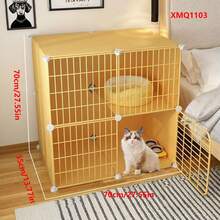 2-Tier Enclosed Cat Cage, Sturdy Indoor Cat House With Large Space For Kittens - Multicolor - View 3
