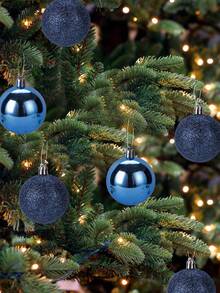 44 Stück Weihnachtskugeln, Weihnachtsbaum Dekorationen, hängende bruchsichere Plastikkugeln, geeignet für Weihnachtsbaum, Feiertage, Hochzeitsfeier, Fenster Weihnachtsdekoration, Geburtstag, Valentinstag, Ostern, Heim, Büro Wanddekoration, komplette Weihnachtsbaum Dekorationen, schaffen Sie Feiertagsatmosphäre - Weihnachtsgeschenk, Größe: 7/6/5/4/3cm (2,8/2,4/1,9/1,6/1,2 Zoll) - Blau - Übersicht 7