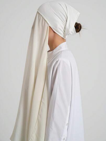 1件装二合一雪纺头巾，带内衬帽，丝滑柔软透气面料，针织头巾 Al-Amira，适合日常佩戴。