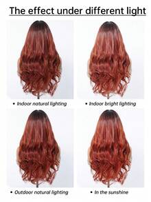 Wigs For Women Daily Cosplay Party Natural Heat Resistant Ombre Red Brown Long Wavy Synthetic Wigs With Bangs Copper Orange Hair Wigs For Women Wig For Daily Party Use For Women Daily Party Cosplay,Vacation Travel Family Party Everyday Wear,Gifts For Girlfriends,Beauty Christmas Gifts - 漸層紅色 - 查看 10