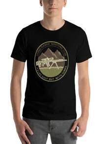 S~5XL Classic  Cotton Tee | Unisex American Size | 180gsm Fabric | Men's Vintage Military Sniper Graphic T-Shirt Funny Long Range Shooting Design Casual Wear Gift For Gun Enthusiasts Print | Beach & Casual Wear - 黑色 - 查看 6