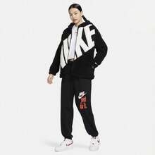 Nike Letter Hooded Embroidered Zipper Casual Fleece Long Sleeve Jacket Women's-FB8696-010