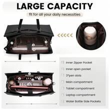 NEWHEY 女士笔记本电脑包 15.6 英寸工作手提包防水皮革笔记本电脑托特包专业商务办公公文包大号电脑笔记本电脑包手提包单肩工作包 - 彩色 - 查看 8