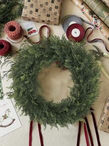 1/2pcs Artificial Cedar Wreath, Aglaia Odorata Wreath, Boxwood Wreath, 41cm/16.14 Inches, Artificial Plant, Artificial Flower, Artificial Plant, Green, PE Material, School Dormitory Office Decoration, Outdoor Gathering Event Festival Birthday Party Decoration, Home Entrance Hotel Restaurant Living Room Bedroom Wedding Banquet Kitchen Garden Decoration, Christmas Decoration Home Decor Christmas Decorations Room Decor - Green - View 8