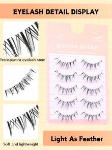 5 Pairs Natural & Fluffy 5D Faux Mink Eyelashes, Soft & Voluminous, Suitable For Natural Daily Makeup, Handmade Cat Eye False Eyelashes With Faux Mink Appearance