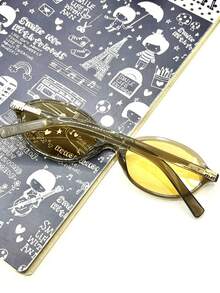 Women Half Round  Retro  Protection Fashion 2025 Rugged Stylish Oval - Transparent Frame Yellow Film - View 6