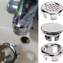 1 件装洗脸盆溢流环，精美装饰盖，水槽溢流塞，塑料不锈钢面盆溢流环 - 銀色 - 查看 10