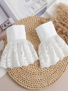 1 对时尚优雅蕾丝镂空花袖口