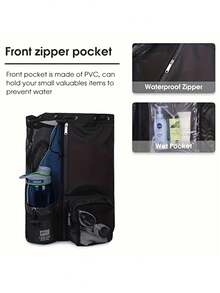 1pc Large Capacity Gym Bag Travel Bag Swimming Bag, Dry And Wet Separation/With Shoe Compartment Handbag Women Men Travel Luggage Bag Sports Fitness Bag Breathable Sports Backpack Yoga Mat Bag Swimming Canvas Striped Travel Office For Swimming Lessons, Yoga Class, Beach Day, Vacation & Workout Sport Bag For Sports For Fitness For Exercise For Vacation For Women For Men Travel Essential Yoga Bag - Multicolor - View 4