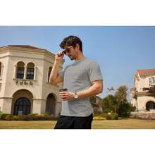 Henley Shirts Slim Fit Button T-Shirthalloween - 淺華灰 - 查看 10