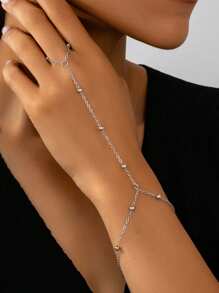 女款手指链 新款时尚球形手指链 多功能日常礼物（指扣、豆链、豆子数量和位置随机） 手指扣 链豆随机发货