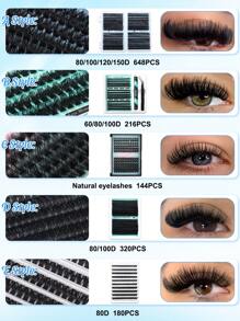 Zestaw 144/180/216/300/648 kępek rzęs D-Roll, sztuczne rzęsy DIY do segmentacji w domu, gęste i puszyste sztuczne rzęsy, z klejem i zabezpieczeniem, szczoteczka do zębów, zestaw pęset, odpowiednie dla początkujących, hybrydowy inteligentny zestaw do przedłużania rzęs 10-16 mm, zestaw DIY: osobiste rzęsy + klej + pęseta + czarna szczoteczka do oczu, łatwy w użyciu, odpowiedni do makijażu i pielęgnacji różnych oczu, na co dzień, na wesele, na imprezę, prezent dla ucznia na powrót do szkoły, zestaw kępek rzęs, rzęsy, sztuczne rzęsy