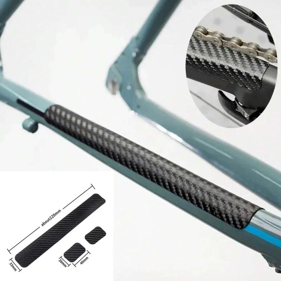 Protector de Cadena de Bicicleta Negro Protector de Cadena de Cuadro de Ciclismo Protector de Cadena Cubierta de Cuidado de Cadena Accesorios de Bicicleta - 1 juego - Ver 1