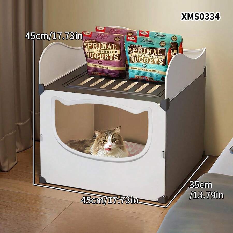 4-Season Enclosed Cat Bed, Ventilated Cool For Summer, Suitable For Upper & Lower Bunk, Cat Villa - Multicolor - View 1