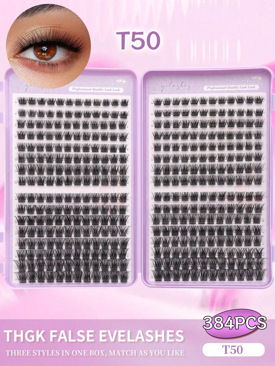 384pcs Eye Lash Clusters, D Curl, W Shape False Eyelashes, DIY Fluffy Natural Lengthening Lashes, 0.07mm Ultra-Fine D Curl Curly, Single Strand Eyelash Extension (11-15mm Mixed Length), Soft Mink-Like Lashes For Makeup, Versatile For All Makeup Styles Lash Clusters,Eye Lash Clusters,Individual Eyelashes,Lashes,Fake Lashes - D - View 1