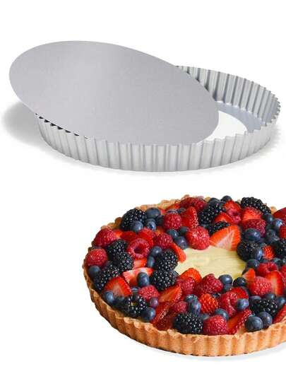 Molde Multifuncional De Acero Inoxidable Desmontable Antiadherente, Ideal para tartas, pasteles, pay ,pizza, con fondo extraíble, 28 cm, fabricado en acero inoxidable apto para horno convencional.