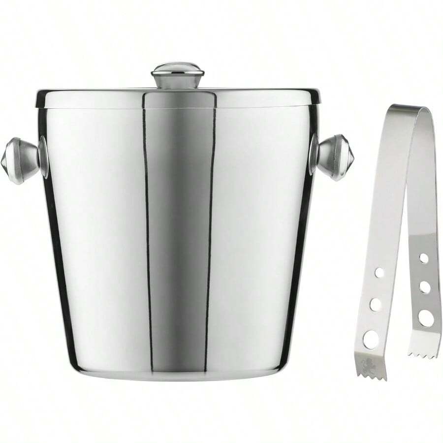 Cocktail And Co Ice Bucket 1.2L With Lid And Tongs Stainless Steel Gift Boxed