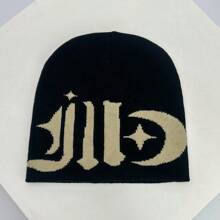 1 件简约百搭梵文防寒帽，男女通用街头嘻哈舞蹈保暖针织帽秋季服装 - 彩色 - 查看 13