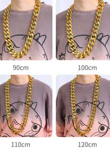 1pc Men's Oversized Faux Gold Chain Necklace, Hip Hop Prop Necklace, Exaggerated Thick Necklace