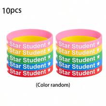 hoojojo 1/3/5/10 Peças Pulseiras de Silicone, Braceletes de Recompensa de Aluno Estrela, Elásticos de Borracha Motivacionais Elásticos, Acessórios de Recompensa de Aprendizagem Divertidos para Sala de Aula, Lembrancinhas Fofas de Festa, Decorações, Acessórios Diários, Decoração Criativa para Casa, Itens Essenciais para Voltar à Escola, Acessórios de Interação Significativa Pais-Filhos, Adequado para Famílias, Salas de Aula, Festas