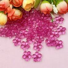 50/100Pcs 14mm Multicolor Spacer Loose Beads With Hole Flower Shape Handmade Material - Hot Pink - View 3