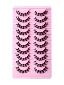 10 Pairs Of Naturally Curled Russian False Eyelashes - Plentiful And Fluffy False Eyelashes, Soft And Lifelike Mink-Curled False Eyelashes