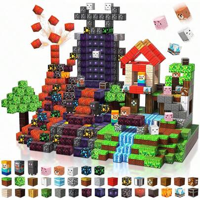 50/90/150/300PCS Magnetic Blocks Adventure At Lava World Blocks Set - Magnetic Cubes Building Blocks Toys For Halloween Christmas Birthday Gift - STEM Sensory Toys For Girl Boys(Suitable For Ages 3+)