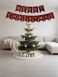 1pc Merry Christmas Pull Banner - Retro Xmas Flag For Fireplace Decor, Tree Backdrop & Holiday Party Styling Hanging Decoration - Multicolor - View 9