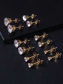 14pcs/Set Sterile Ear Piercing Kit, (2 Ear Piercer + 12 Zirconia Ear Rings), No-Pain Disposable Earring Gun For Cartilage, Ear Beauty Tools For Men And Women - Silver - View 6