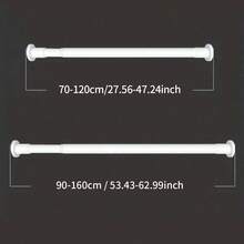 1 多功能窗帘杆、窗帘杆支架、无需钻孔、用于门帘、窗帘、半帘、短帘、咖啡帘、门帘杆、可伸缩杆、可调节烘干机、衣柜支架、家具支架、烘干机、鞋柜、收纳杆、家用浴室配件、浴室