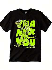 Men  Size  The Guy She Was Interested In Wasn't A Guy At All T-Shirt Unisex Manga Shirt Crew Neck Short Sleeve Graphic Tees Pure Cotton Single-Sided Printed Round Neck Short Sleeved T-Shirt  Men Size L-3XL - 黑色 - 查看 2