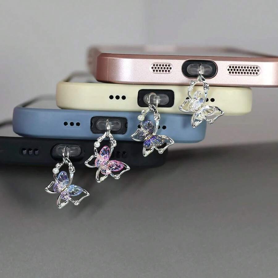 Butterfly Shaped Dust Plug, Charging Port Stopper, Data Port Blocker, Suitable For Lightning/Type-C Phones, Wireless Earphones, Dust-Proof Plug - Nhiều màu - Xem 1