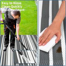 Meiyiu Waterproof Outdoor Rug 8x10/9*12/9*18, Plastic Straw Patio Camping Rug, Indoor Outdoor RV Mat Carpet For Deck, Camper, Porch, Balcony, Backyard, Picnic - Grey-9*12ft - 查看 5