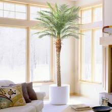 Faux Plant Artificial Palm Tree In Pot 7 8 9 FT UV Resistant Outdoor Large Fake Tropical Date Palm Plants With Realistic Trunk And Leaves Indoor Outdoor Decorative Artificial Trees For Pool Garden Christmas - Green - View 10