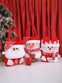 3D Design Stoff Geschenktüten - Weihnachts-Strick-Puppen Geschenktüten, Weihnachtsmann Schneemann Hirsch Puppen Aufbewahrungstasche, Weihnachtsabend Apfeltasche, Verpackungsbox, handgemachte Süßigkeiten Geschenktüte, perfektes Geschenk für Gastgeschenke und Dekoration 1 Stück Weihnachten Weihnachtsdekoration Weihnachtspyjamas Weihnachtsgeschenke Weihnachtsdekoration