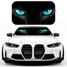 1pc Black Cat With Blue Eyes Car Sun Visor, Interesting Car Accessory Design, Made Of Polyester Fabric, Car Interior UV Protection Sunshade, Easy To Install, Suitable For Various Car Models, Provides Heat Insulation And Privacy Protection, Foldable For Easy Storage