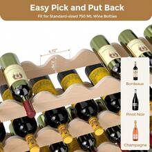 54 Bottle Stackable Wine Rack, 6-Tier Freestanding Modular 54-Wine Bottle Storage Display Shelf, Wine Bottle Rack For Kitchen, Pantry, Cellar, Natural Wood - Beige - View 4