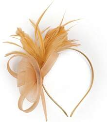 Fascinators Hats Women,Tea Party Fascinator Hair Clip With Feathers Wedding,Derby Hats Headbands - Ha9462-gold - View 5
