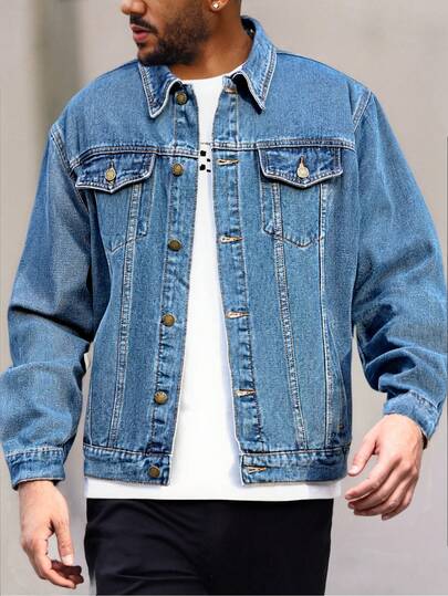 男士长袖牛仔夹克，休闲时尚外套，适合日常穿着和户外活动，是春秋季的理想之选。