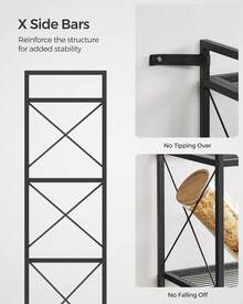 SONGMICS 5-Tier Metal Storage Rack, Storage Shelves, Kitchen Shelf With Side Frames And Dense Mesh, 12.6 X 23.6 X 57.3 Inches, For Entryway, Kitchen, Living Room, And Bathroom, Industrial Style - 黑色 - 查看 4