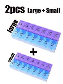 Hộp đựng thuốc viên 2 ngăn có thể tái sử dụng, Hộp đựng thuốc 7 ngày/tuần, di động, kín, 14 ngăn đựng viên vitamin, dễ dàng cất giữ và mang theo, thích hợp đựng vitamin và viên thuốc, vật dụng thiết yếu khi đi du lịch ngoài trời, văn phòng, bãi biển, kỳ nghỉ, trường học (Có sẵn 2/1 hộp) - Nhiều màu - Xem 13