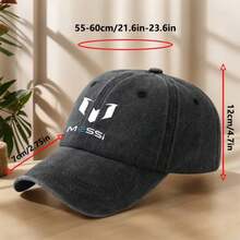 MAKEFGE MESSI Logo Baseball Cap - Vintage Washed Look, Soft & Comfortable, Breathable Sweat-Absorbent Hat For Outdoor Sports, Adjustable Fit For Men & Women, Black With White Embroidery, Lightweight Polyester, Spring/Summer Fashion Accessory, Adjustable Baseball Cap| Stylish Headgear| Polyester Cap, Baseball Hat - màu đen - Xem 2