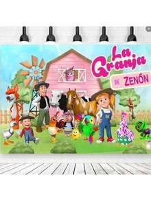 Green Grass Farm Theme Party Background Custom Decorate La Granja De Zenon Backdro Photo Backdrop Kids 1st Birthday Baby Shower - 白色 - 查看 1